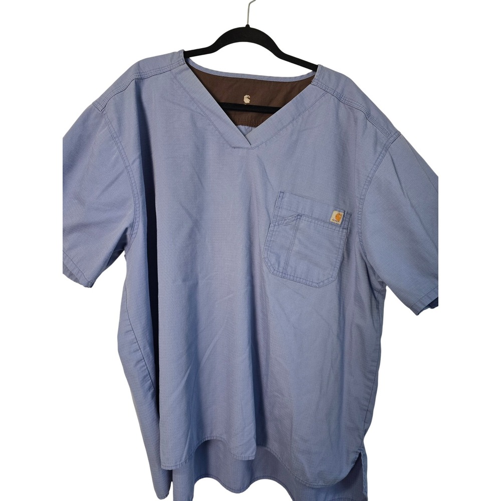 Carhartt Liberty Blue V-Neck Scrub Top C15108‎ Short Sleeve Ripstop Men 3XL